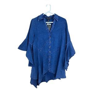 NWT Gretty Zueger Asymmetrical Denim Tunic Top 100% Cotton WOMEN’S SIZE SMALL